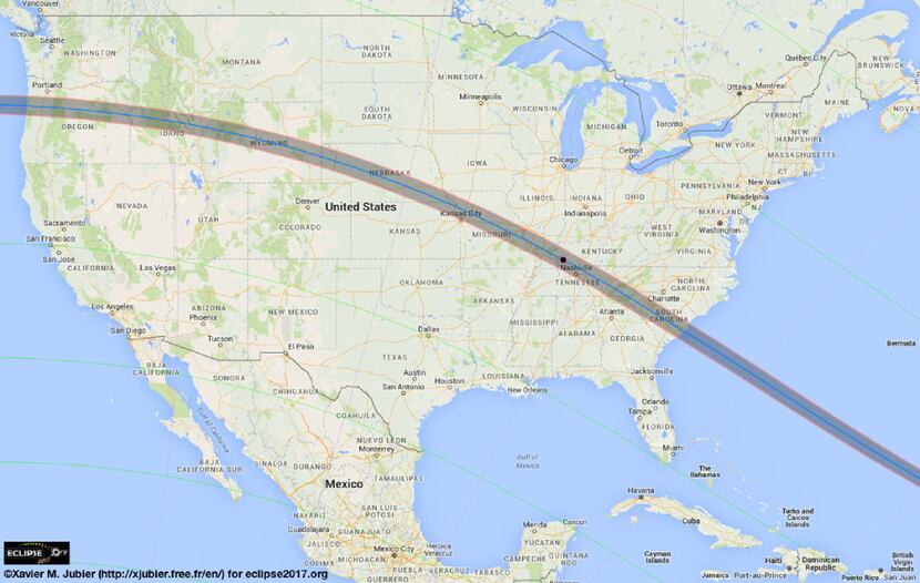 The path of totality across the U.S.