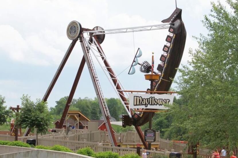 
The Mayflower ride at Holiday World & Splashin’ Safari in Santa Claus, Ind., swings out...