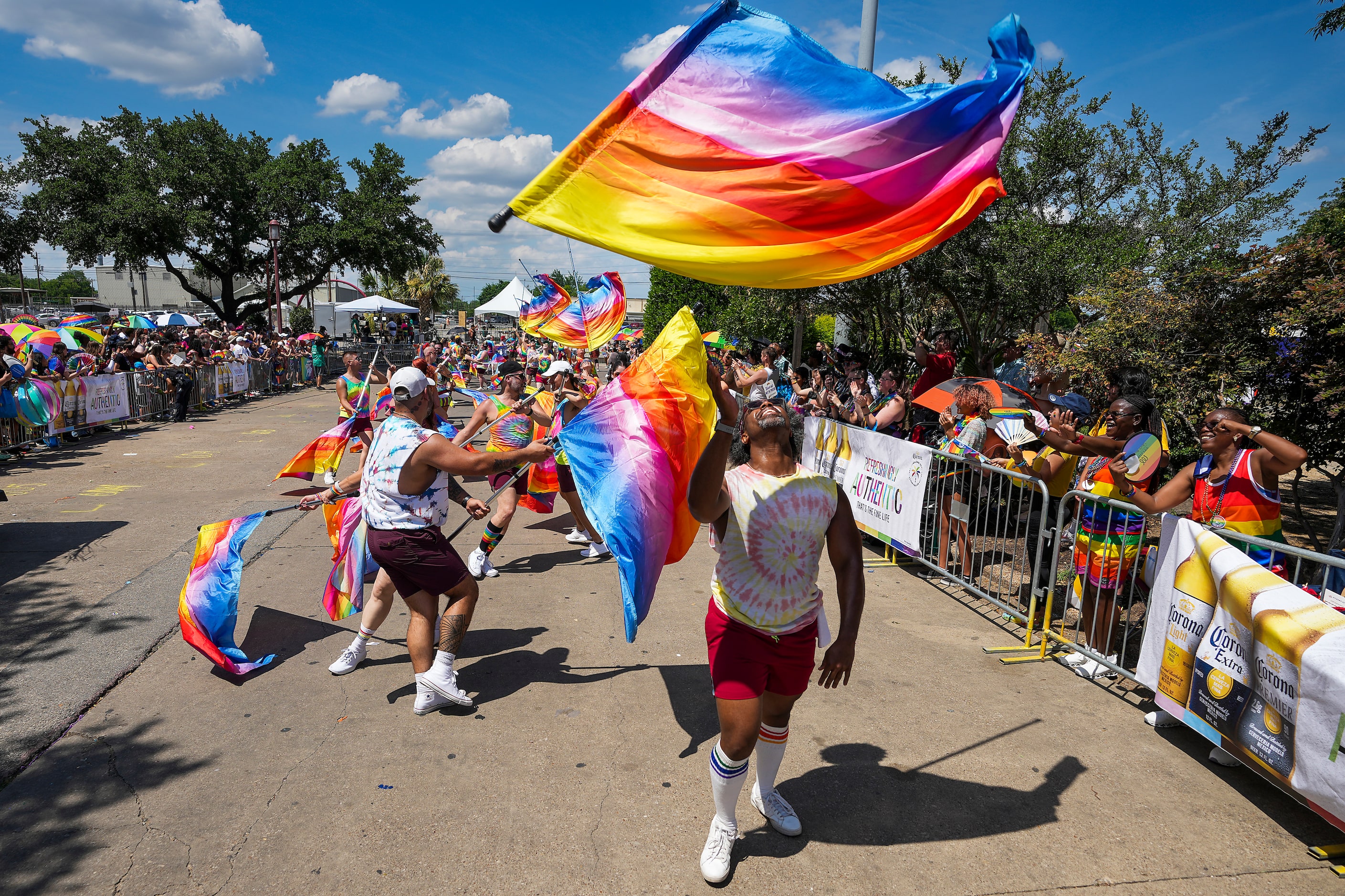 Members of the Flaggots Dallas color guard perform  during the annual Alan Ross Texas...