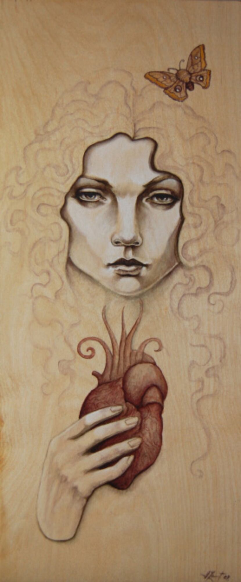 "In Girum Imus Nocte Et Consumimur Igni" - Wax and oil on wood by Julie Zarate, part of the...