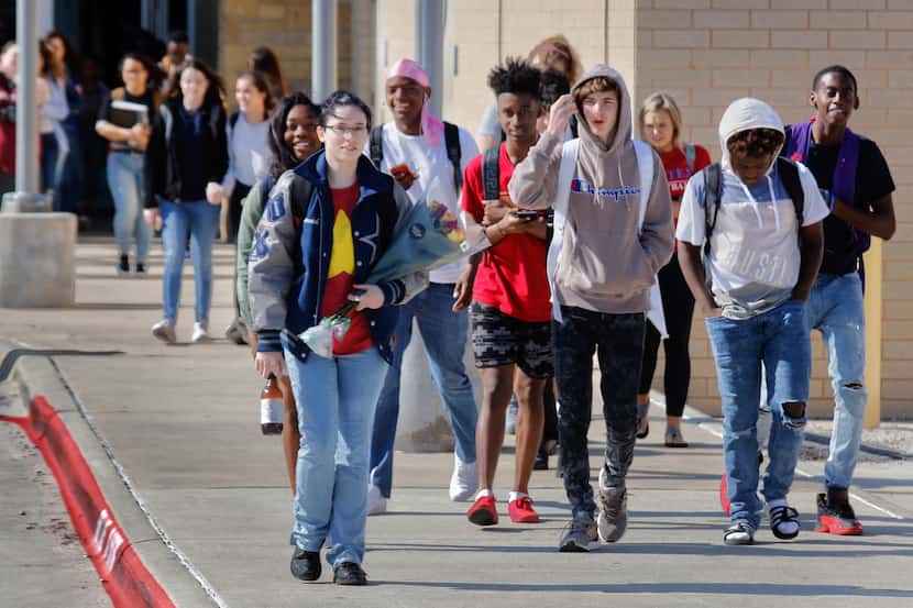 Students at Frisco ISD's Lone Star High School participated in the National School Walkout...