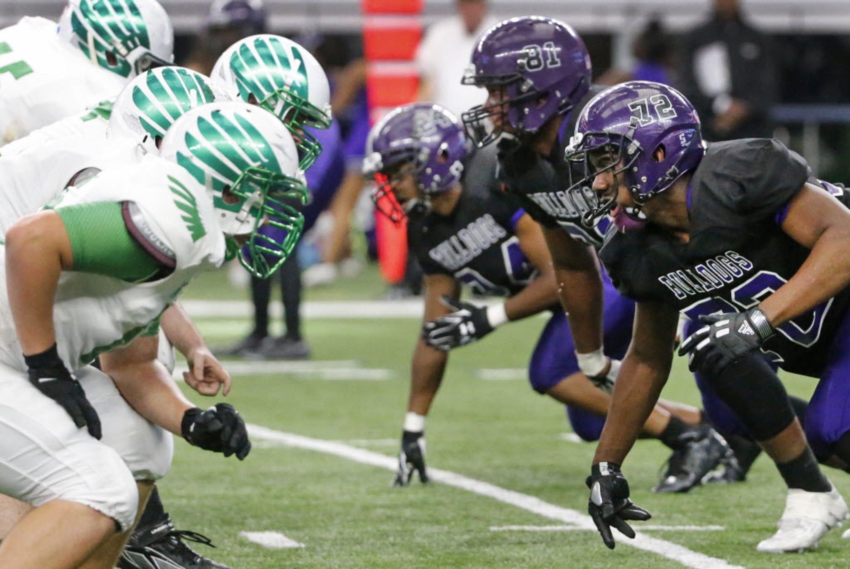 Everman lineman Darryel Gates (72) heads to contact during the second quarter during the...