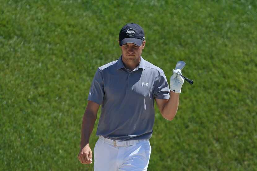 CROMWELL, CT - JUNE 21:  Jordan Spieth pumps his fist after making an eagle during the first...
