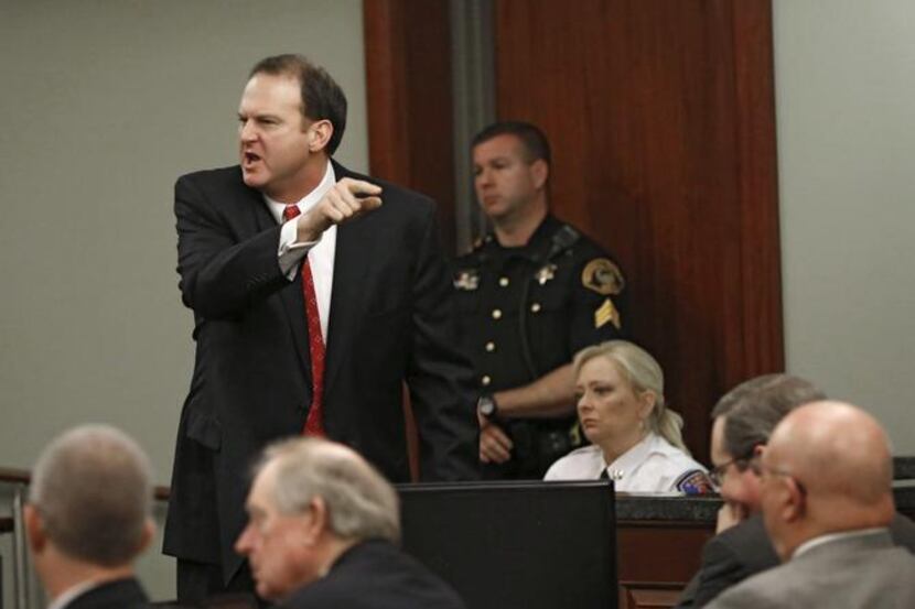 
Prosecutor Bill Wirskye pointed at Eric Williams during his closing arguments Thursday at...