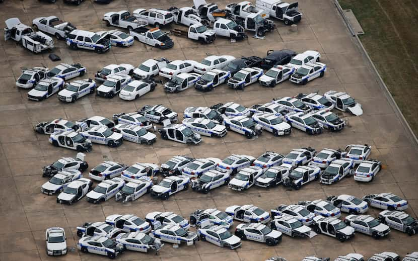 Old Dallas police cars at Hensley Field in Grand Prairie on Thursday, Feb. 2, 2017. 