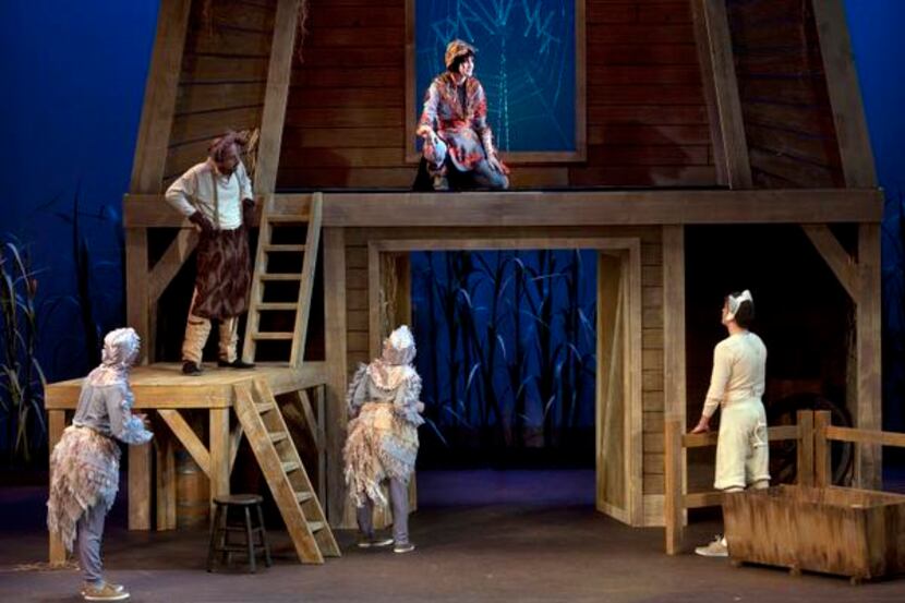 
Monique Abry as Charlotte (top) and Johnny Lee as Wilbur (far right) performed in...
