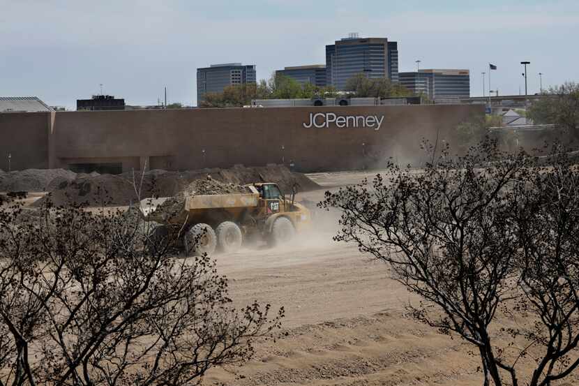 Construction at the former Collin Creek Mall in Plano last month. The J.C. Penney store was...