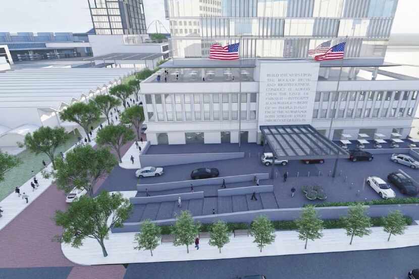 A rendering of how the former headquarters of The Dallas Morning News may be redeveloped.