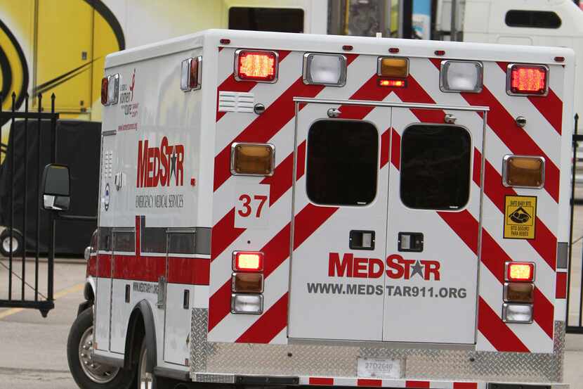 A Medstar ambulance arrives at the scene of an accident.