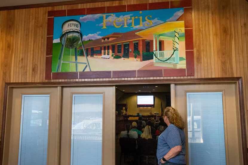 Norma Magness listened in on the City Council meeting in Ferris on Oct. 7, 2019. (Lynda M....