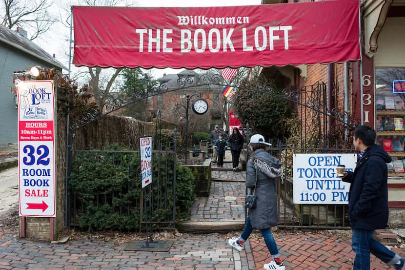 Customers approach the entrance to The Book Loft of German Village in Columbus, Ohio. The...