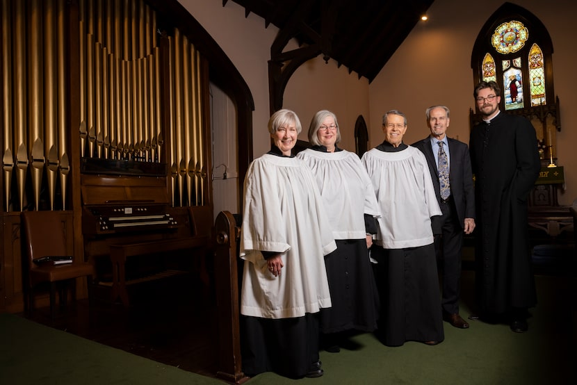 (From left) Longtime organist Janet Lumpkin and current organist and choirmaster Sherilyn...