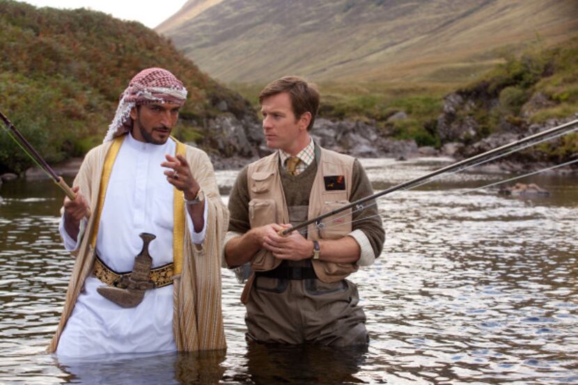 Amr Waked, left, and Ewan McGregor star in CBS Films' "Salmon Fishing in the Yemen."