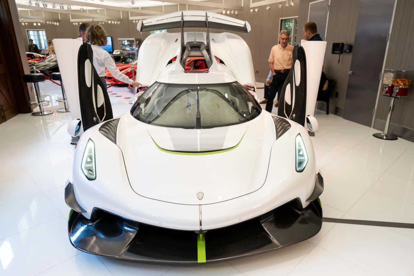 The Koenigsegg Jesko on display Wednesday, the car's only stop in Texas.