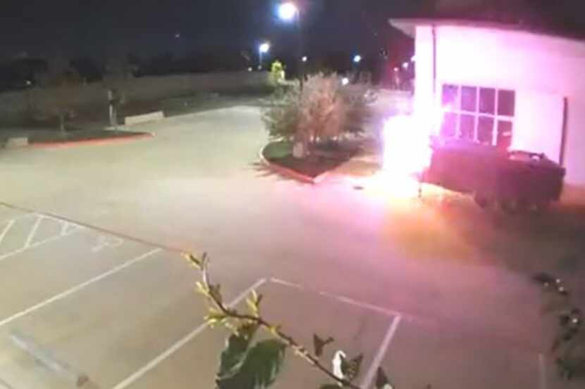 Police are looking for two suspects who they say used fireworks to blow up a portable toilet...