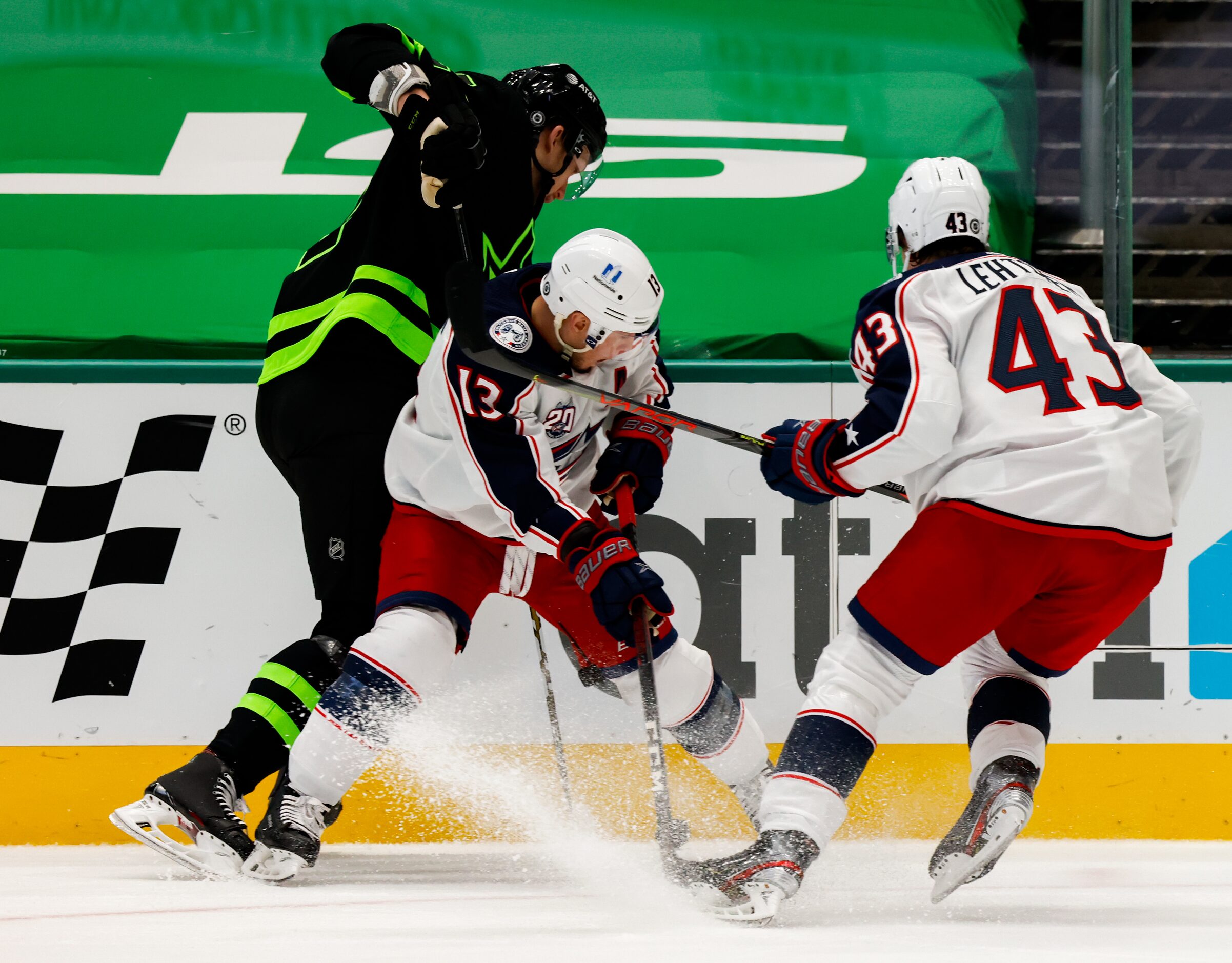 Columbus Blue Jackets right wing Cam Atkinson (13) hits the puck in the first period against...