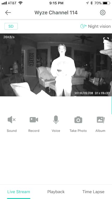 The night vision aspect of the camera catches The Watchdog.