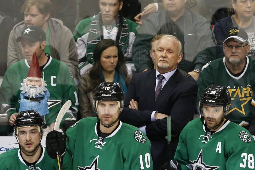 Dallas Stars head coach Lindy Ruff in a game against the Winnipeg Jets during the second...