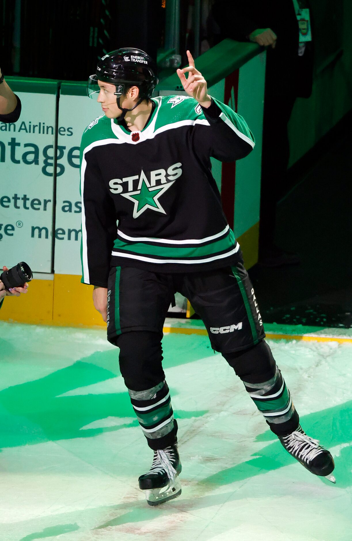 Dallas Stars left wing Jason Robertson (21) is one of the three Stars of the game following...