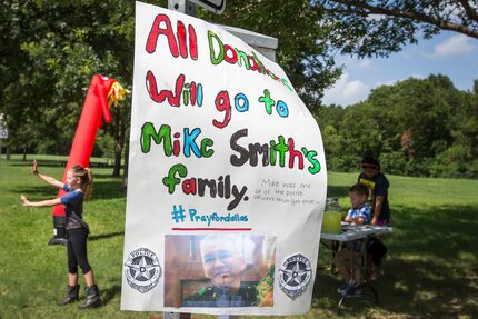 Children sell lemonade and cookies in Richardson's Prairie Creek Park to raise money for the...