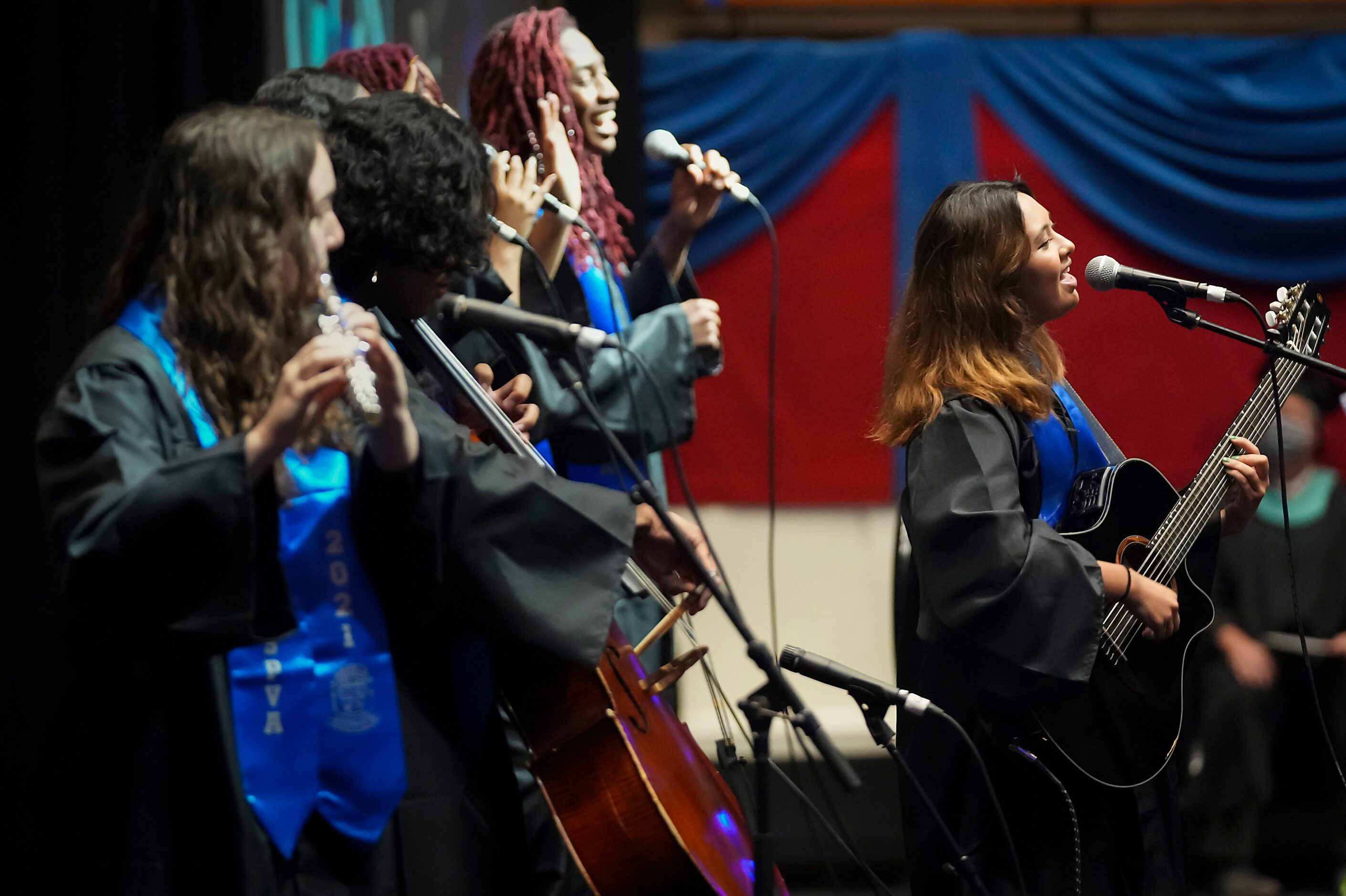 Members of the Music Conservatory perform during commencement ceremonies for Booker T....