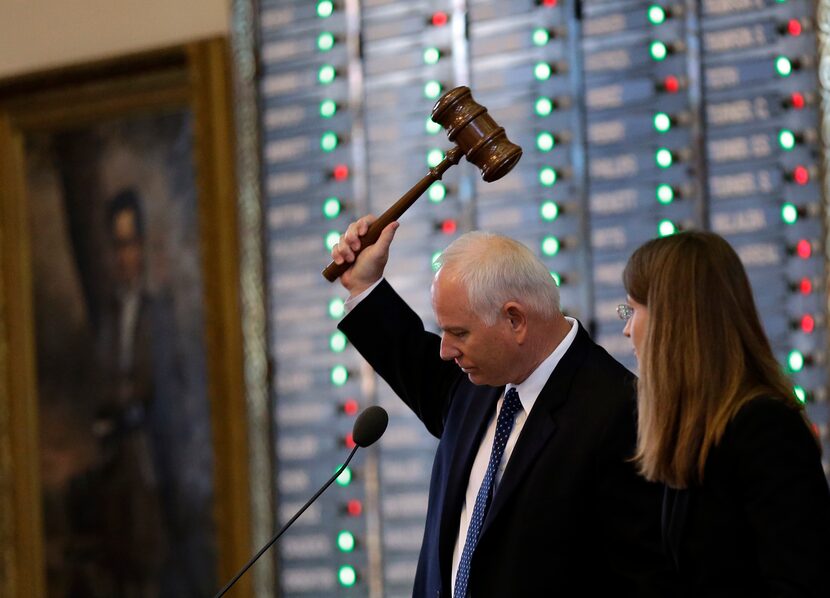 Rep. Allan Ritter, R-Nederland, strikes the gavel as the Texas House votes on an amendment...