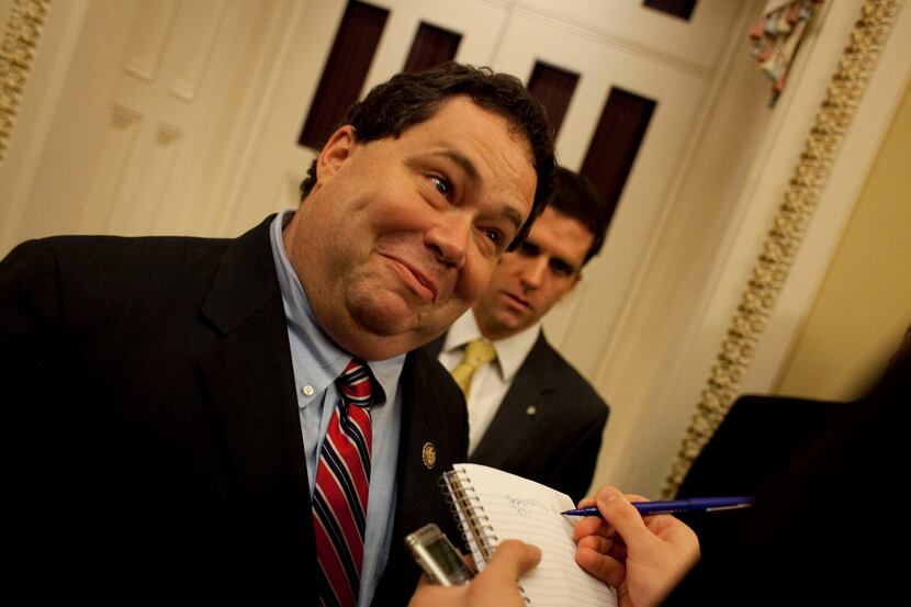 Rep. Blake Farenthold (R-Tx, 27) speaks with the press after his ceremonial swearing-in by...