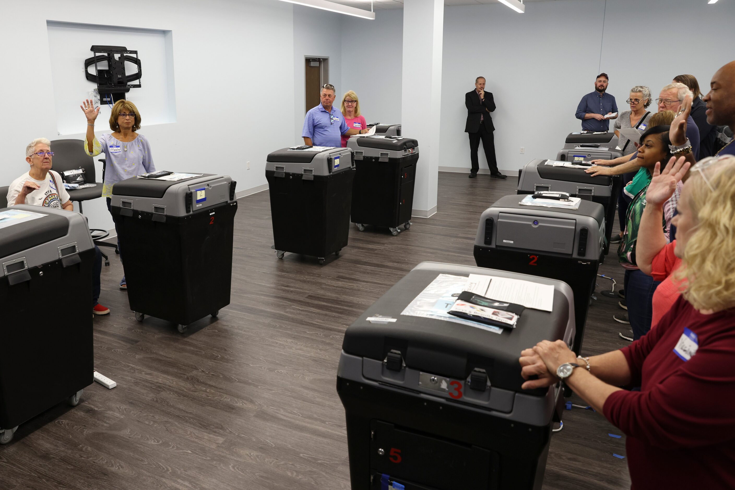 A training class for judges, Thursday, Oct. 6, 2022 at Dallas County Election Center in...