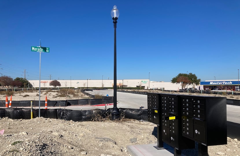 Mailboxes are ready and street signs are in for the first homes in the Collin Creek...