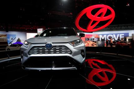 The 2019 Toyota RAV4 is displayed at the Los Angeles Auto Show in Los Angeles. 