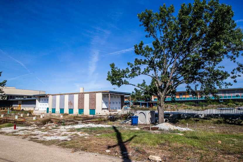 The dilapidated structure of Thomas Jefferson High School is photographed in Dallas on...