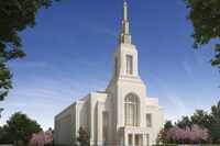 The official exterior rendering for the McKinney Texas Temple.