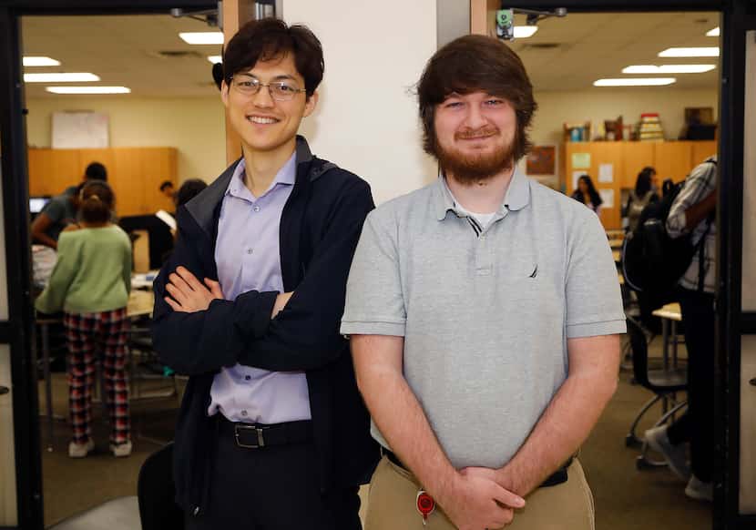 Tristan Hsieh (left), 26, a social studies teacher, and Bradley Grissom, 24, an AP World...