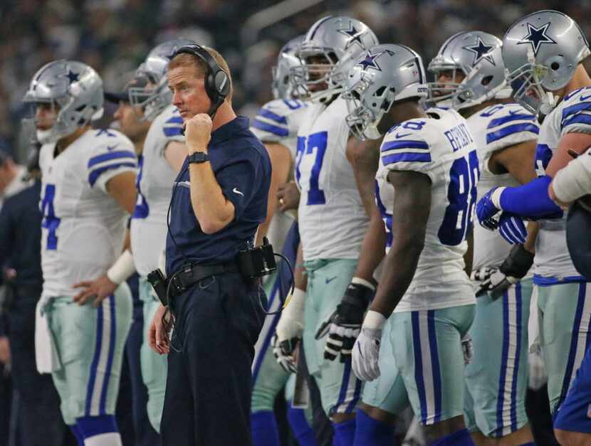 Dallas head coach Jason Garrett is pictured during Cowboys NFL football playoff game at AT&T...