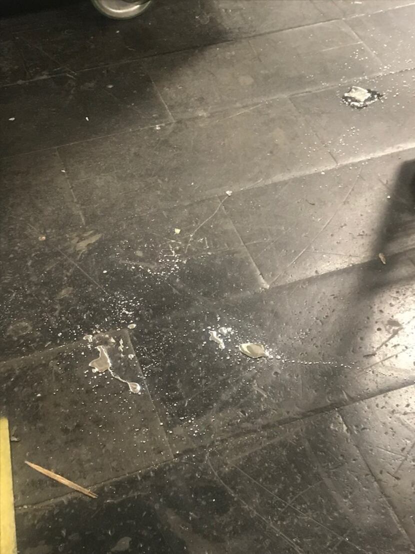 An unknown employee took this photo on Aug. 7, 2018, of a mercury spill on the floor at the...