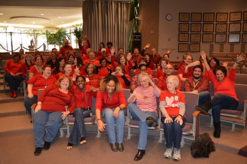  Celebrating Go Red for Women Day at Irving City Hall.