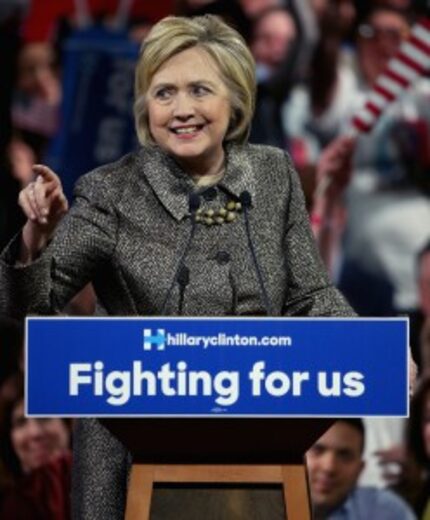  Democratic presidential candidate Hillary Clinton delivers remarks at a primary night...