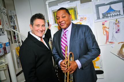This Sept. 7, 2013 photo released by the O&M Co. shows k.d. lang, left, and Wynton Marsalis...