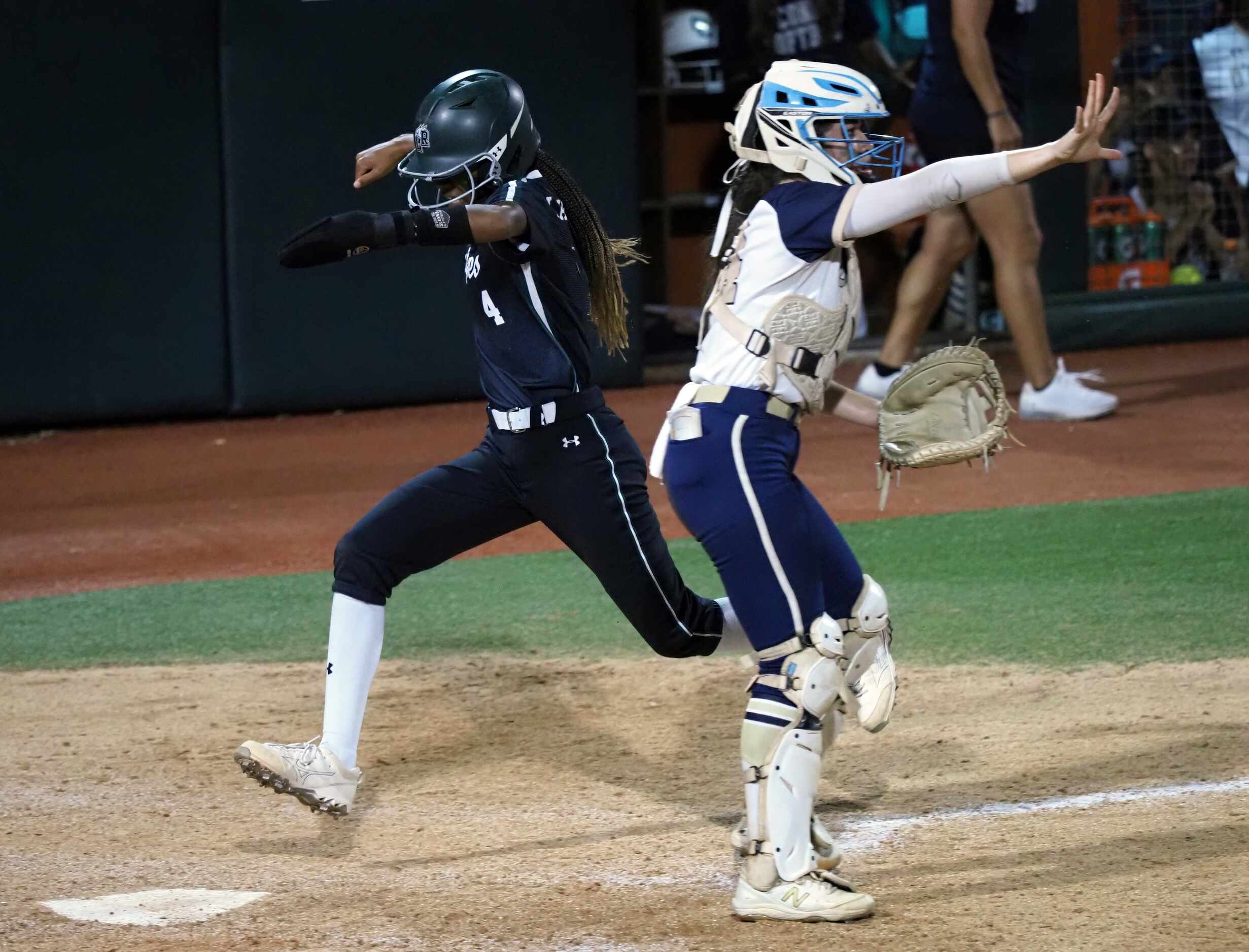 Mansfield Lake Ridge baserunner Kassidy Chance scores a run against Northside O’Connor in...