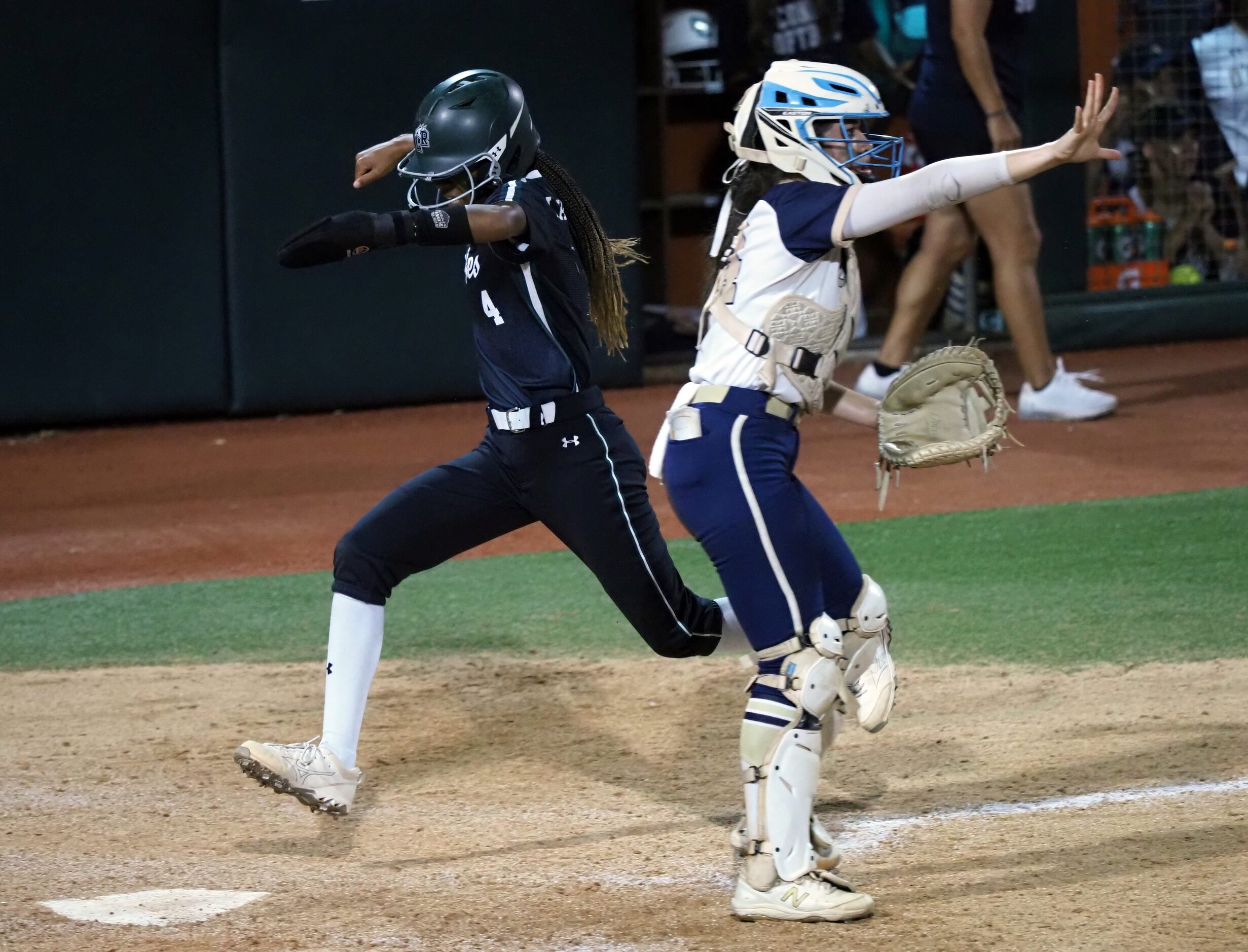 Mansfield Lake Ridge baserunner Kassidy Chance scores a run against Northside O’Connor in...