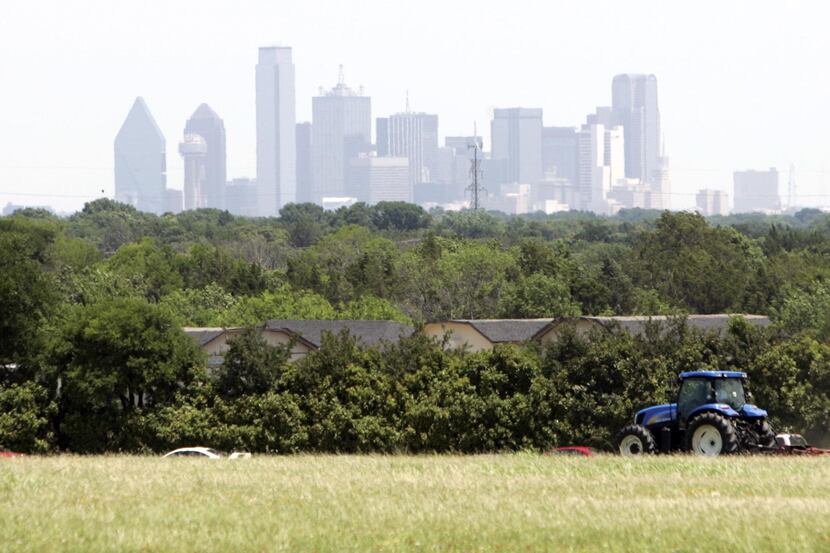 A field of grass gets a fresh cut near South Westmoreland Road in southern Dallas in May 2008. 