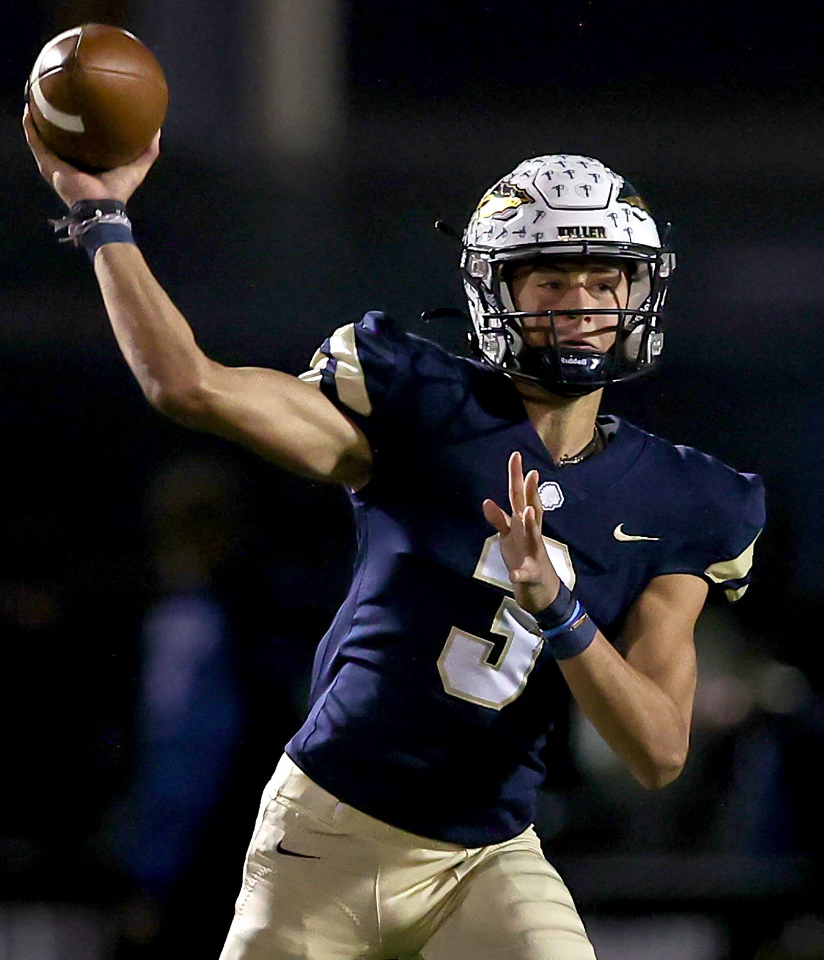 Keller quarterback Tre Guerra looks to make a pass against Byron Nelson during the first...