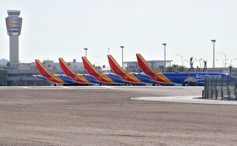 Five Southwest Airlines Boeing 737 Max jets are grounded at Sky Harbor International Airport...