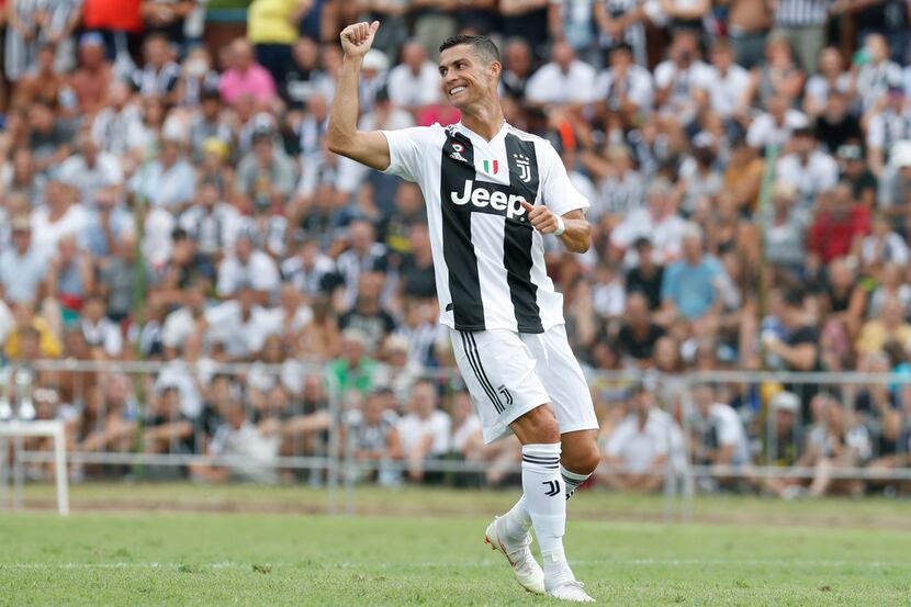 Juventus' Cristiano Ronaldo takes part in a friendly match between the Juventus A and B...