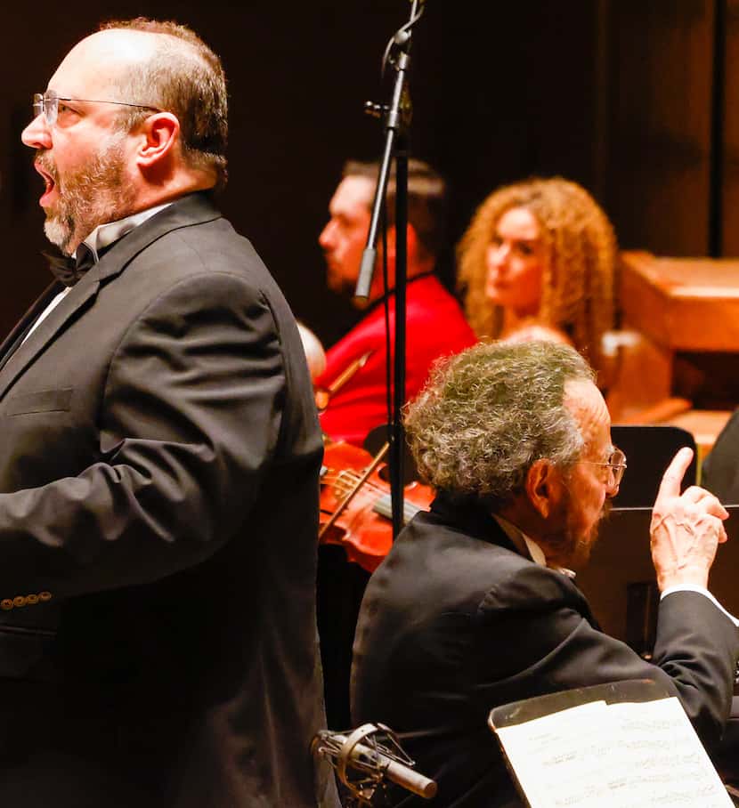 The Dallas Bach Society performs Handel’s “Messiah,” with bass soloist David Grogan (left),...