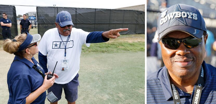 Richard Arias (left) coordinates the more than 200 volunteers, including Ken Turner (right)...