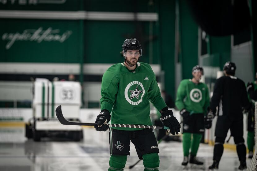 Tyler Seguin (91) is seen as the Dallas Stars opened postseason training camp at the...