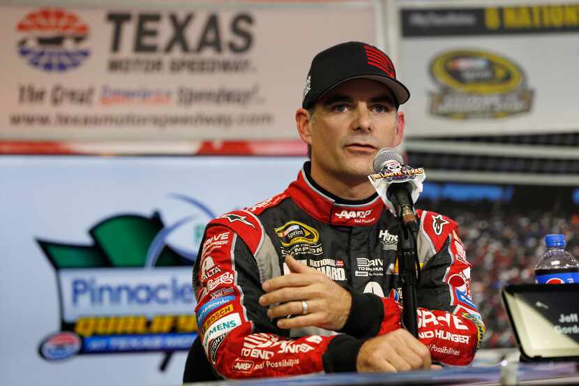 FORT WORTH, TX - OCTOBER 31:  Jeff Gordon, driver of the #24 Drive To End Hunger Chevrolet,...