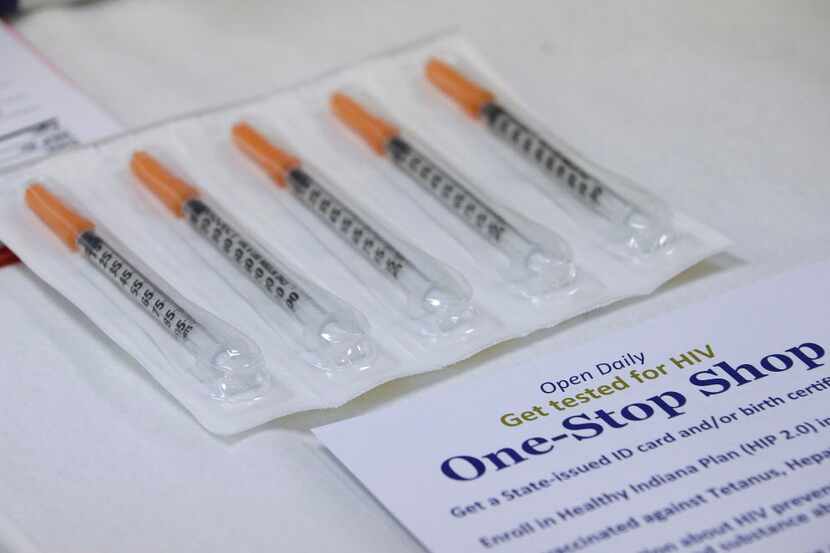 New needles which clients can get as part of the needle exchange program at a community...
