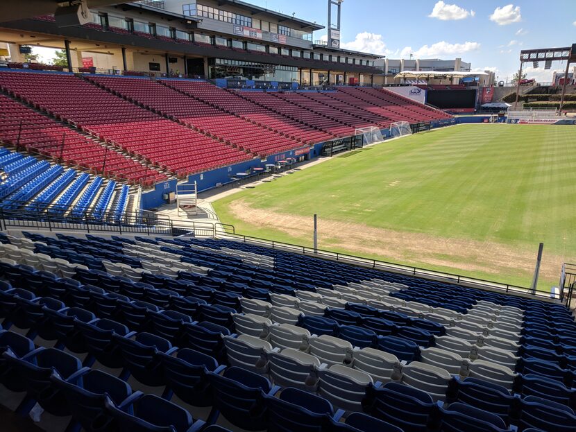 The view back toward the main stand from uderneath on the lower deck.